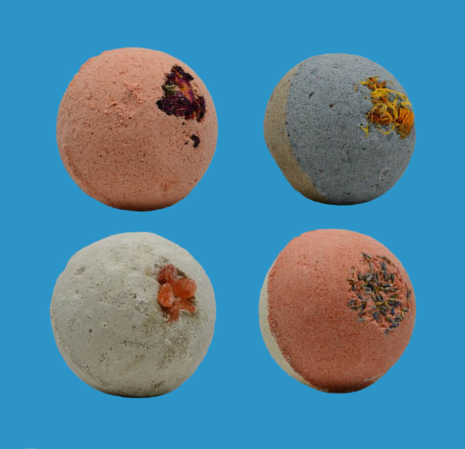 Oat Cosmetics product photo of Earth's Bliss bath bombs.